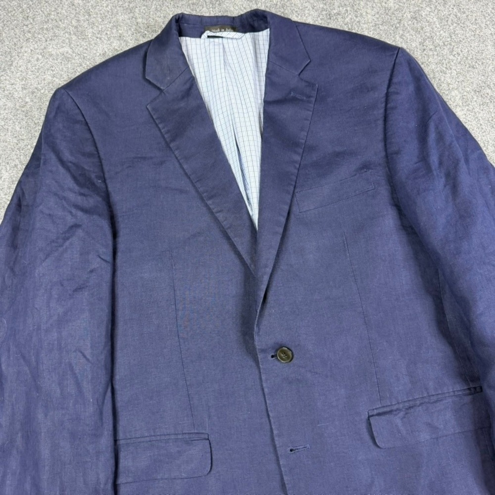 Ralph Lauren Linen Blazer Mens 43R Navy Blue 2-Button Sport Coat
